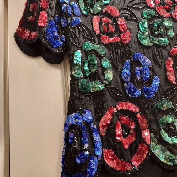 1980's Stenay floral glitz & glam party top - Picture 9 of 16